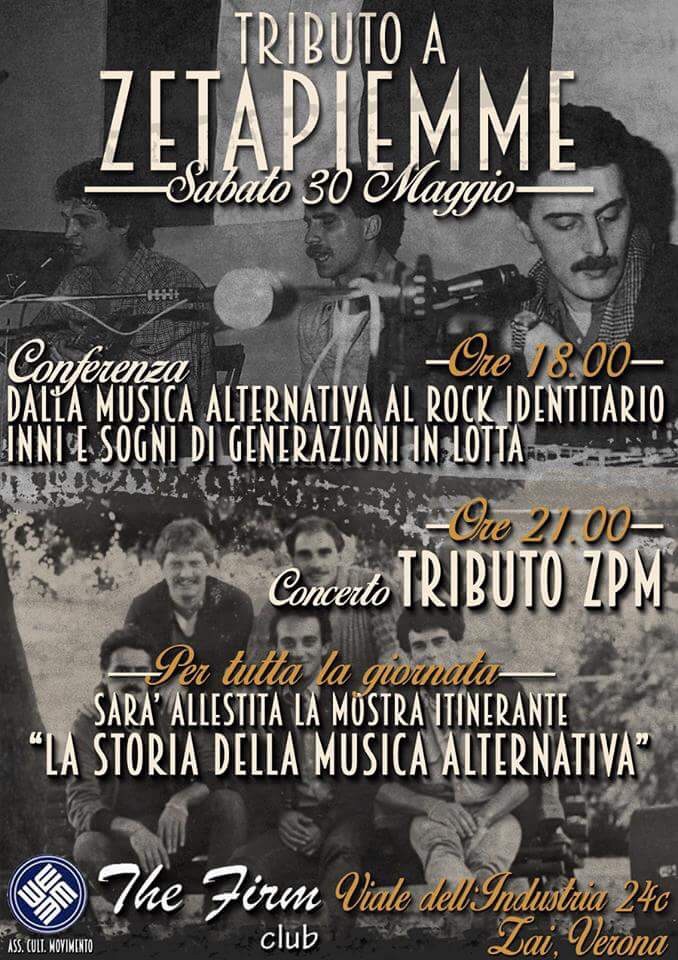 ANNULLATO – Sabato 30 Maggio – Tributo ZPM a Verona